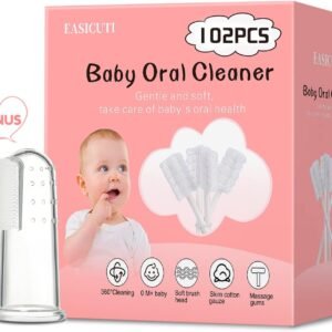 102PCS Baby Tongue Cleaner,Baby Oral Cleaner Newborn Baby Toothbrush,Disposable Infant Toothbrush Clean Baby Mouth,Gauze Gum Cleaner Stick Dental Care for 0-36 Month Baby+1 Finger Toothbrush with Case