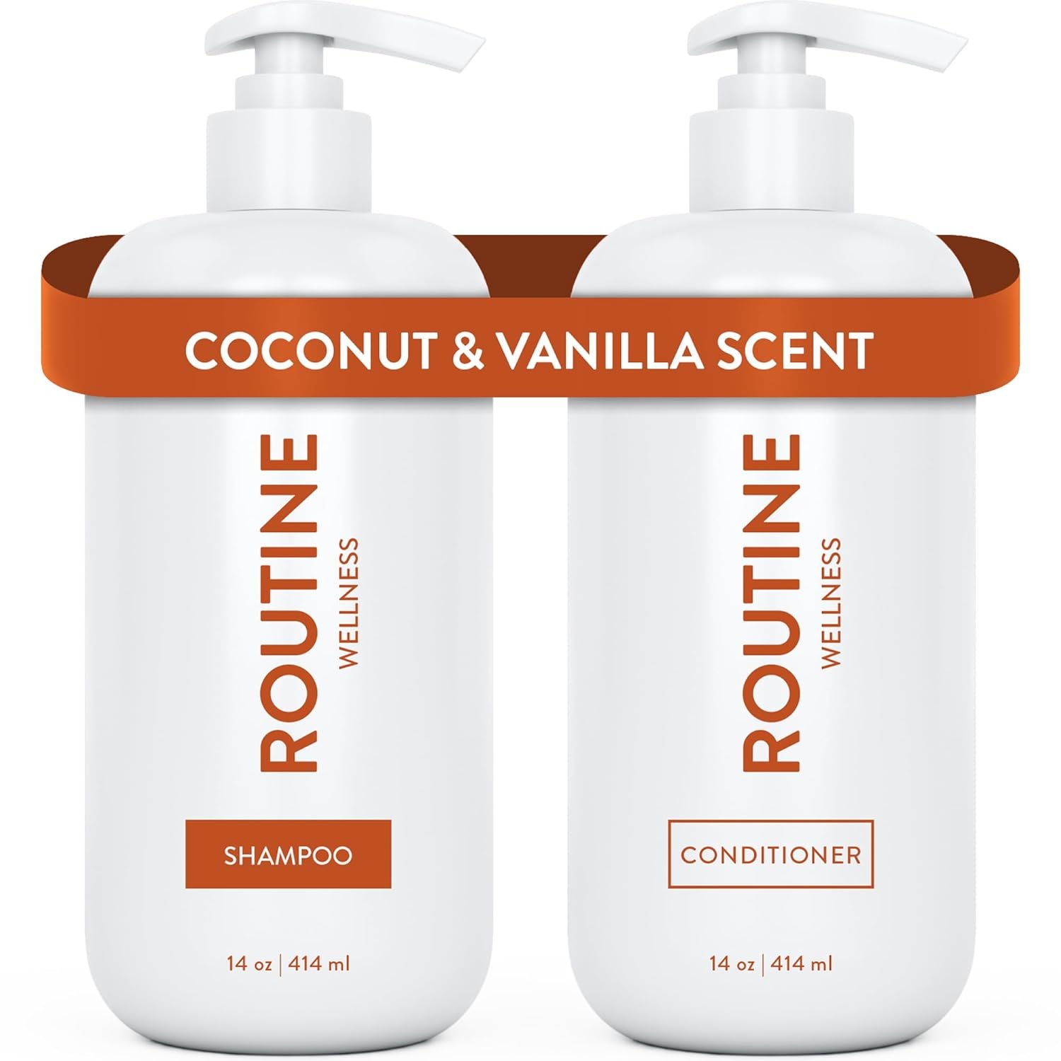 Routine Wellness Anti-Thinning Shampoo and Conditioner Set for Thinning Hair - Biotin DHT Blocker Women & Men - Color Safe Shampoo for Hair Loss & Healthier Growth - Coconut & Vanilla (Pack of 2) - Image 2