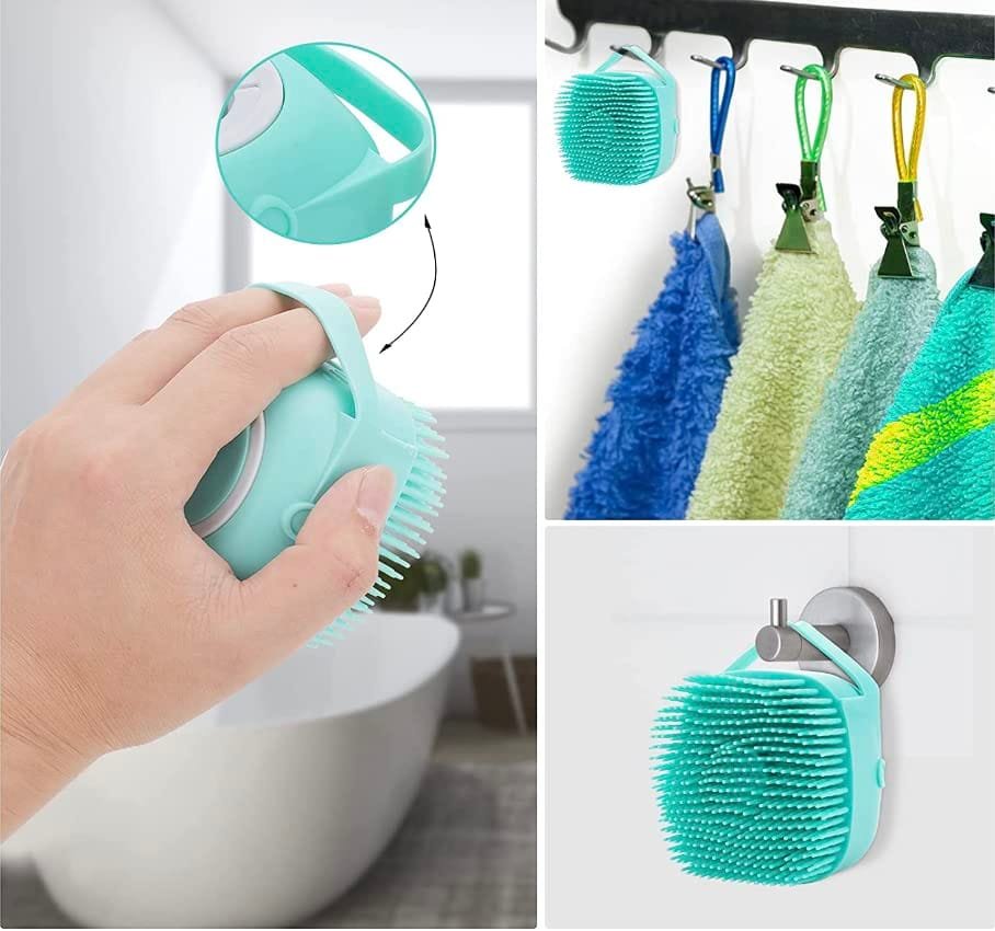 Pet Bath Massage Brush Puppy Dog Cat Grooming Cleaning Soft (Blue) - Image 3