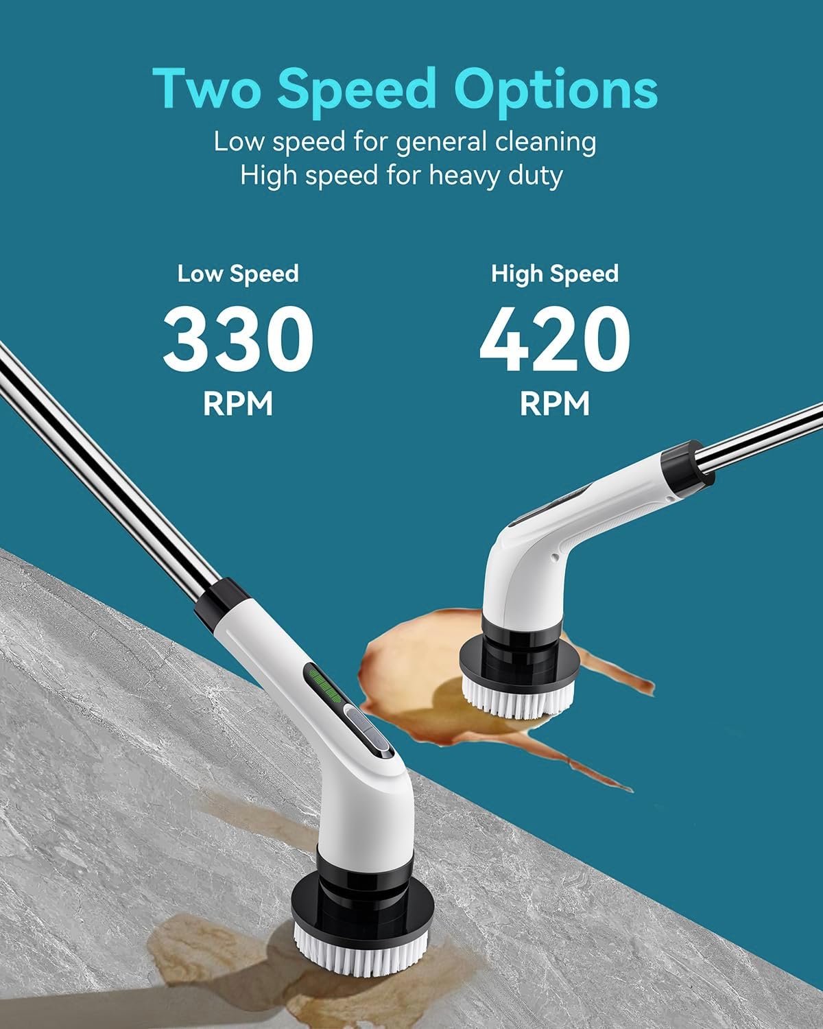 Electric Spin Scrubber for Cleaning Bathroom: Cordless Power Shower Scrubber - Electric Cleaning Brush for Tile Tub - Image 6