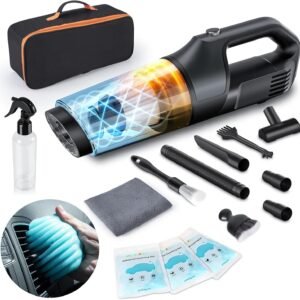 Car Detailing Kit Interior Cleaner Vacuum, Car Interior Cleaning Kit with Car Vacuum Cleaner High Power, 2 Detailing Brush Set, Spray Bottle, 3 Cleaning Gel, Towel, for Auto, Truck, SUV, RV