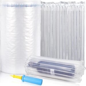 Inflatable Bubble Wrap Roll, 8 inch x165 Feet, Inflatable Air Pillow Column Wrap for Packaging Moving Shipping Delivering,Inflatable Air Column Bubble Bag Wine Bottle Protector with Free Pump