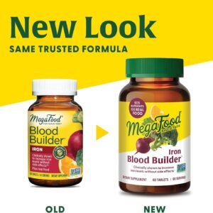 MegaFood Blood Builder - Iron Supplement Clinically Shown to Increase Iron Levels Without Side Effects - Iron Supplement for Women with Vitamin C, Vitamin B12 and Folic Acid - Vegan - 30 Tabs