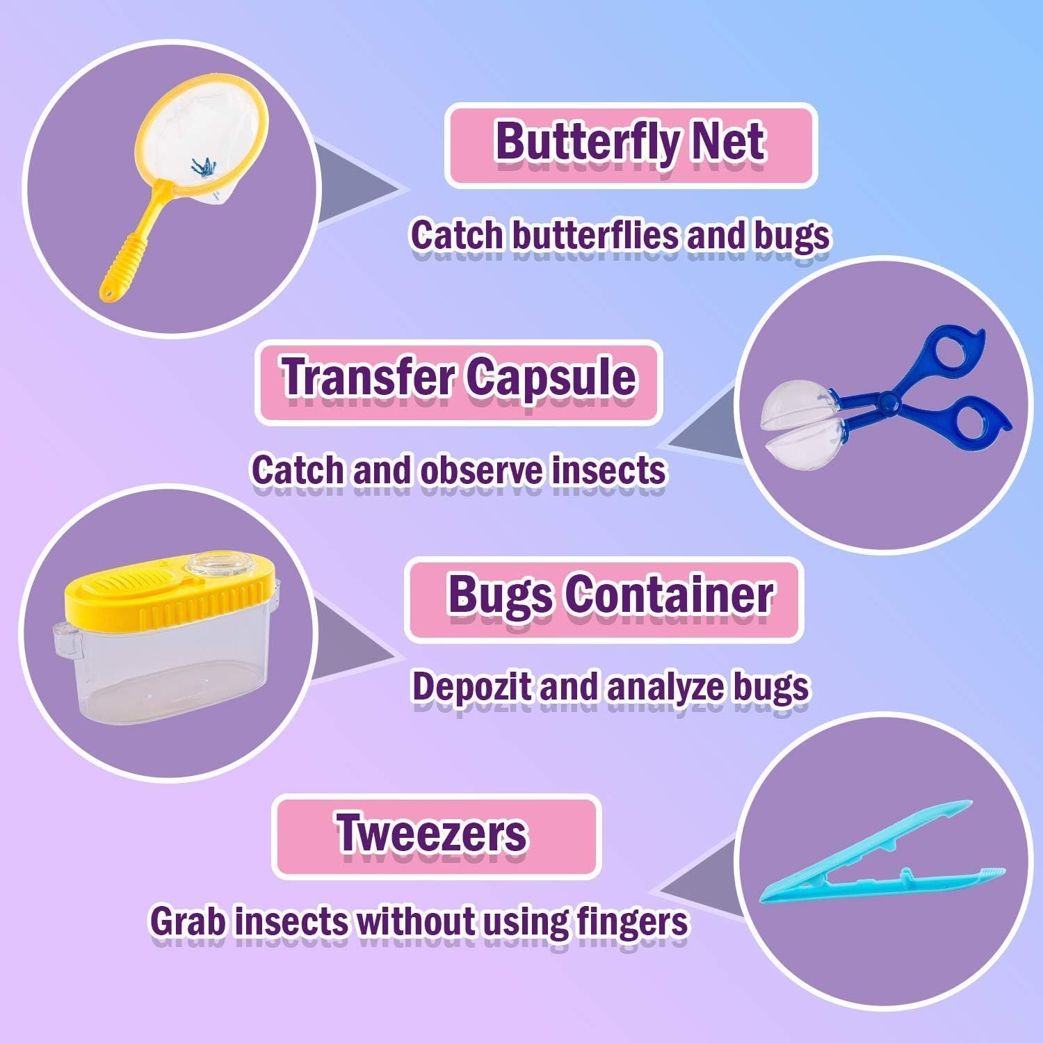 Kidz Xplore-Outdoor Explorer Set, Bug Catching Kit, Nature Exploration Children Outdoor Games Mini Binoculars Kids Compass Whistle Magnifying Glass - Image 5