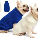 2 Pack Dog Sweaters for Small Dogs - Puppy Medium Warm Clothes in Winter, Turtleneck Pullover Design for Boy Girl Pet, Doggie, Cat, Kitten Chihuahua Bulldog Pug Beagles (XS, Blue, Beige)