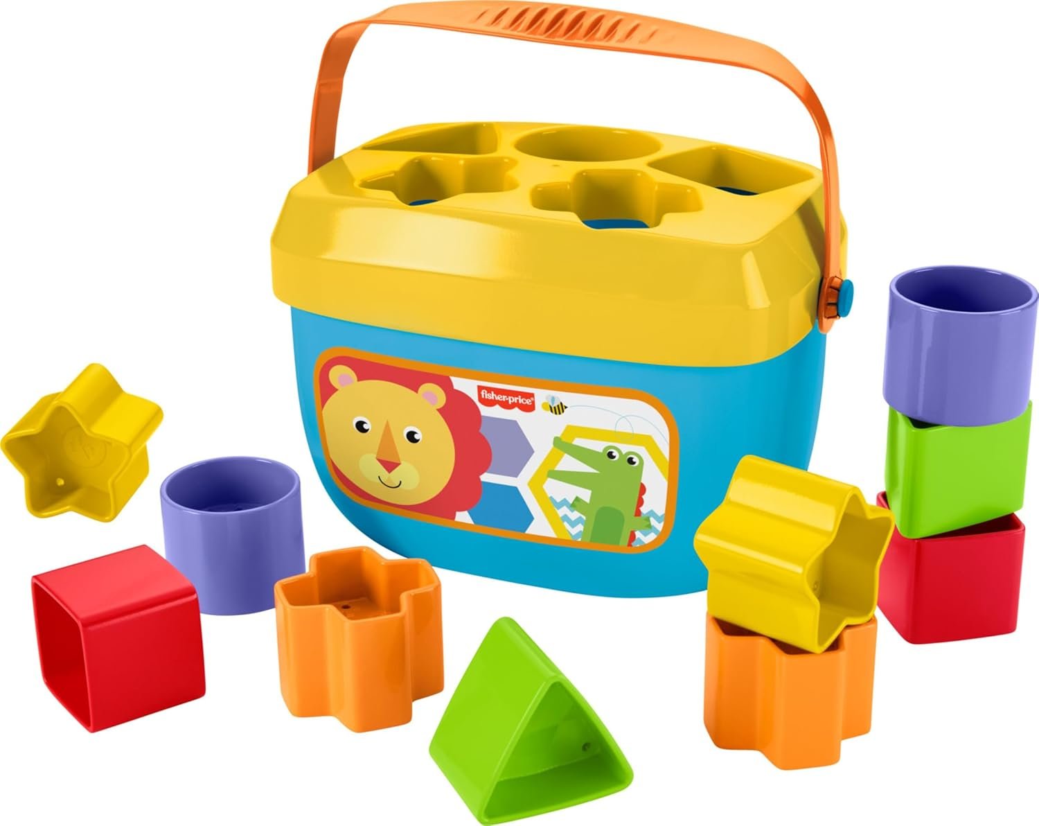 Fisher-Price Infant Toy Set with Baby’s First Blocks (10 Shapes) and Rock-a-Stack Ring Stacking Toy for Ages 6+ Months - Image 4
