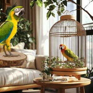 8 Pieces Natural Wood Bird Perch Wooden Parrot Perch Stand Fork Toys Hanging Multi-Branch Perch Platform Hammock Swing Toy for Macaws, Small Parakeets, Conures, Budgies, Finches