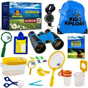 Kidz Xplore-Outdoor Explorer Set, Bug Catching Kit, Nature Exploration Children Outdoor Games Mini Binoculars Kids Compass Whistle Magnifying Glass