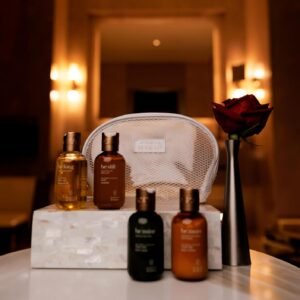 4pc Travel Essentials & Discovery Set - Hand & Body Lotion, Body Oil, Hand & Body Wash, Hand Sanitizing Gel - 4 x 80ml Bottles (2.67 Fl Oz, Black Tea & Bergamot | BE STILL)