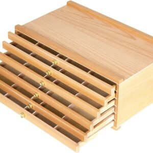 MEEDEN 6-Drawer Artist Supply Storage Box - Portable Foldable Multi-Function Beech Wood Artist Tool & Brush Storage Box with Compartments & Drawer for Pastels, Pencils, Pens, Brushes, Stamp