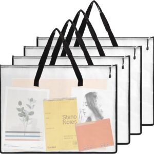 EOOUT 4pcs 19x25 Inches Art Portfolio Bags, Portfolio Folder for Artwork, Posters Storage Bag with Zipper and Handle Mesh Folder Organizers for Poster, Scrapbook, Keepsake and Bulletin Board